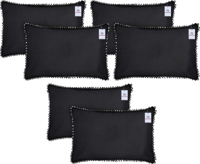 Heart Home Cotton Pillows Cover(Pack of 6, 43 cm*61 cm, Black)