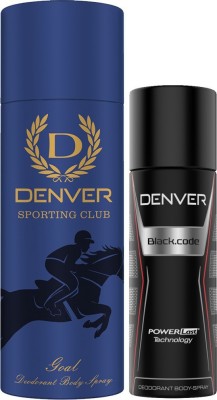 DENVER Goal 165 Ml & Black Code Nano 50 ml Deodorant Spray  -  For Men(215 ml, Pack of 2)