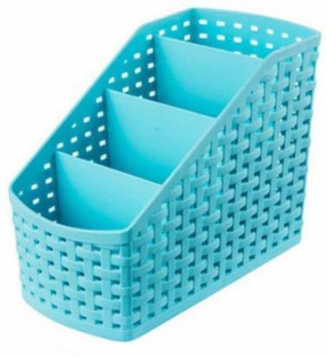 rimi 4 Compartments Plastic Pen Stand(Blue)