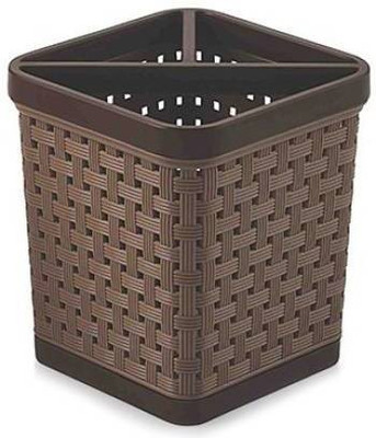 rimi 3 Compartments Plastic Pen Stand(Brown)