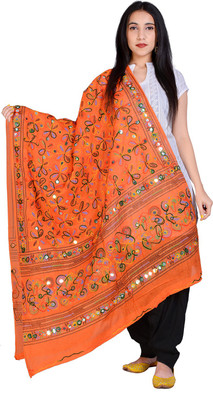 Apratim Cotton Blend Embroidered Women Dupatta