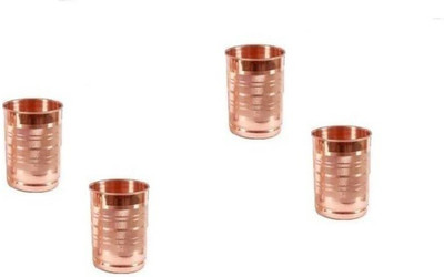 VPSK (Pack of 4) PLAIN COPPER GLASS- Glass Set (350 ml, Copper) pack of 4 Glass Set Water/Juice Glass(350 ml, Copper, Brown)