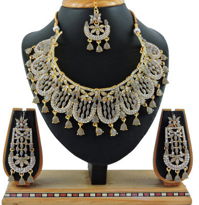 VATSALYA creation Alloy Gold-plated Grey Jewellery Set(Pack of 1)