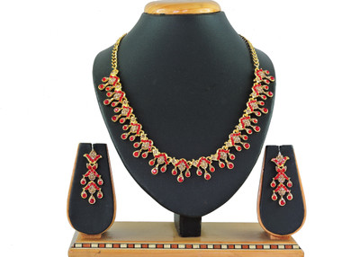 VATSALYA creation Alloy Gold-plated Red Jewellery Set(Pack of 1)