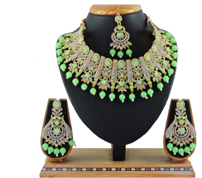 KAHAR CREATION Alloy Gold-plated Green Jewellery Set(Pack of 1)