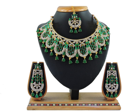 VATSALYA creation Alloy Gold-plated Green Jewellery Set(Pack of 1)