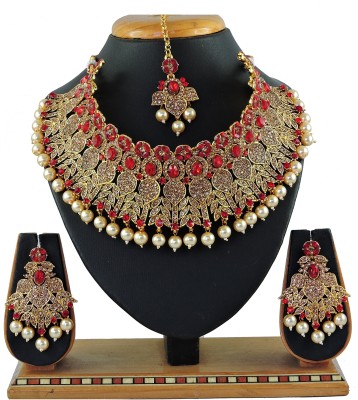 VATSALYA creation Alloy Gold-plated Red Jewellery Set(Pack of 1)