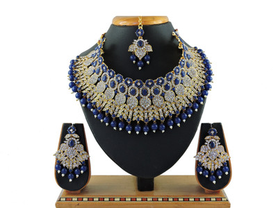 VATSALYA creation Alloy Gold-plated Blue Jewellery Set(Pack of 1)