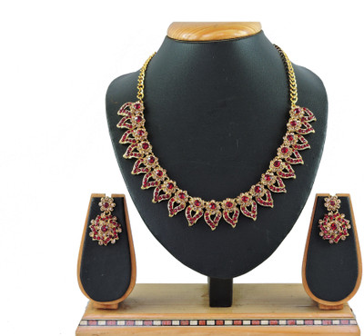 VATSALYA creation Alloy Gold-plated Maroon Jewellery Set(Pack of 1)