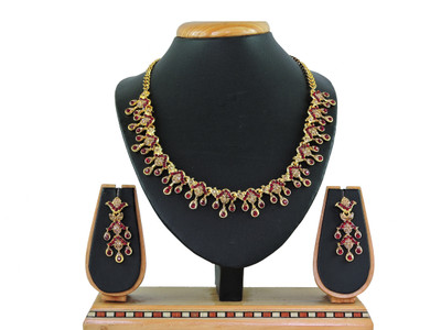 VATSALYA creation Alloy Gold-plated Maroon Jewellery Set(Pack of 1)