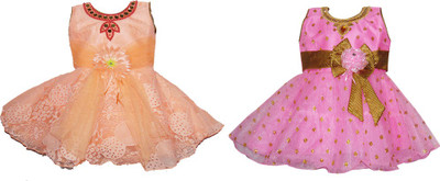 MS BROTHERS Baby Girls Midi/Knee Length Festive/Wedding Dress(Multicolor, Sleeveless)
