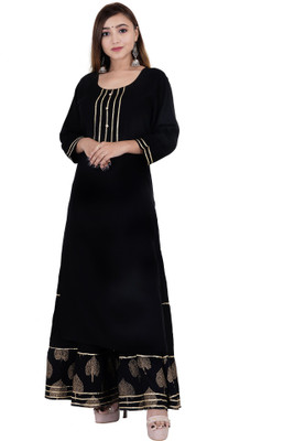 84% OFF on H & N Women Printed Straight Kurta(Black) 84% OFF on H & N Women Printed Straight Kurta(Black)