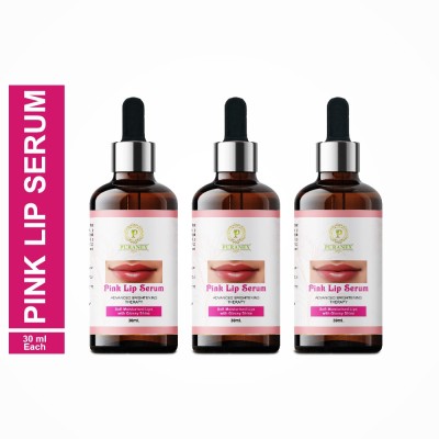 puranex Pink Lip Serum for Shine, Glossy, Soft With Moisturizer For Men & Women -30ml (PACK OF 3) 90ml(90 ml, pink)