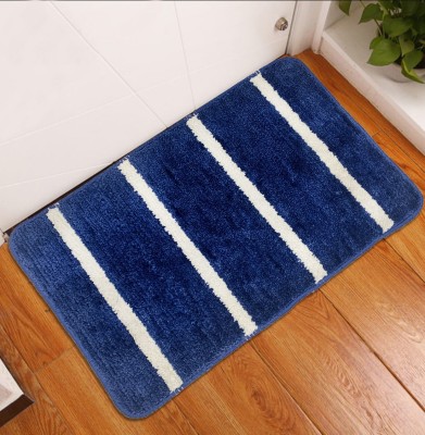 STATUS Cotton Door Mat(Blue , White, Medium, Pack of 2)