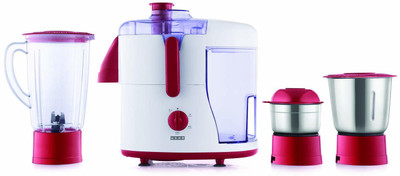 USHA JMG 0500XJ3 500 -Watt Juicer Mixer Grinder with 3 Jars (Red/White) NA 500 Juicer Mixer Grinder (3 Jars, Red, White)