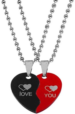 Sullery Valentine Day Gift My Love Broken Heart Couple Dual Locket Rhodium Stainless Steel Pendant