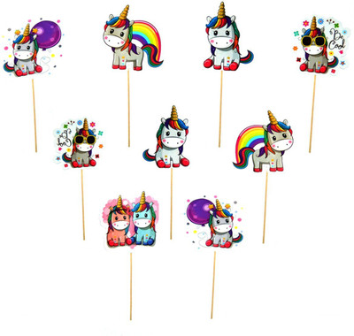 PopTheParty Theme Birthday Photo Booth Props and Photo Booth of Unicorn Theme for Girls(Pack of 10) Photo Booth Board(Birthday, Wedding, Party, Bachelorette)