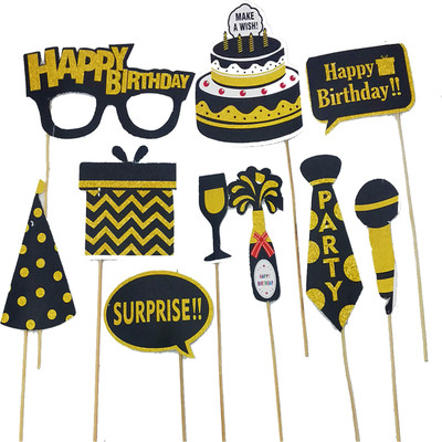 AMACO Birthday Photo Booth Props 10 Pcs Photo Booth Board (Birthday) Photo Booth Board(Birthday)