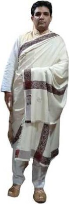 KASHMIR HANDLOOM Cashmere Self Design Men Shawl(White)