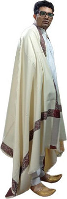 KASHMIR HANDLOOM Cashmere Self Design Men Shawl(White)