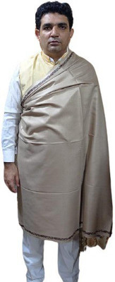 KASHMIR HANDLOOM Cashmere Self Design Men Shawl(Beige)