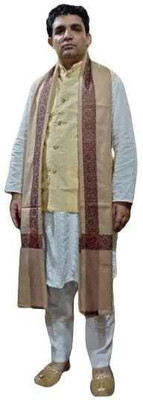 KASHMIR HANDLOOM Cashmere Self Design Men Shawl(Beige)