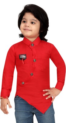 FASHION GRAB Boys Printed Casual Red Shirt