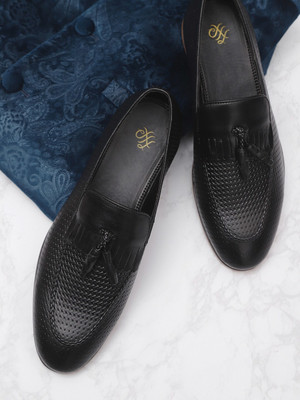 House of Pataudi Loafers For Men(Black , 9)