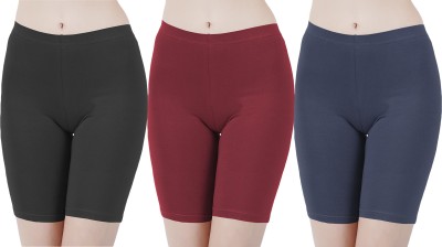 Buy That Trendz Solid Women Black, Red, Blue Cycling Shorts