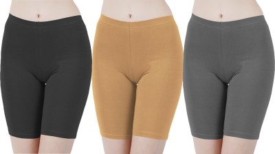 Buy That Trendz Solid Women Black, Brown, Grey Cycling Shorts