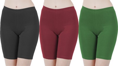 Buy That Trendz Solid Women Black, Red, Green Cycling Shorts