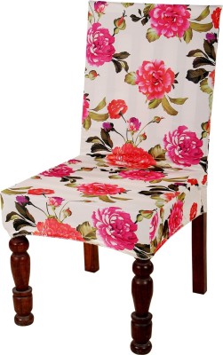 Nendle Polyester Floral Chair Cover(Beige Pack of 1)