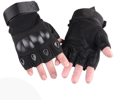 Alyan Tactical Half Finger Breathable Fabric Gloves for MotorBike Bycycle, Motorcycle Cycling Gloves(Black)