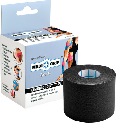 Medigrip Kinesiology Tape Sports 5 cm X 5 m (Pack of 1 Roll) Black Physiotherapy K-Tape Kinesiology Tape(Black)