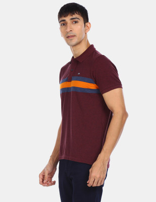 Arrow Sport Striped Men Polo Neck Red T-Shirt