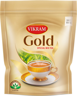 Vikram Gold Special Mix tea made with 5 unique upper assam leaves the right balance of taste aroma color thick consistency and strength 1 KG Pack Tea Pouch(1000 g)