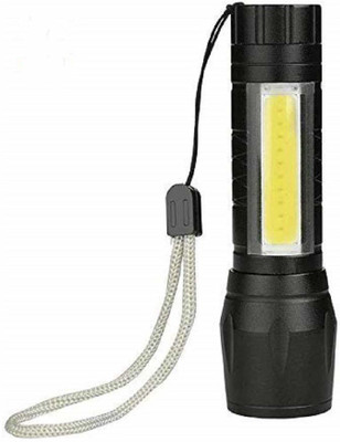 SEASPIRIT USB Rechargeable XPE+COB LED Zoomable Flashlight Torch Lamp Linternas Built in Battery With USB Cable Gift Box Torch Emergency Light55 4 hrs Torch Emergency Light(Black, Yellow)
