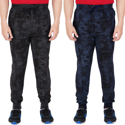 Guide Printed Men Black, Dark Blue Track Pants
