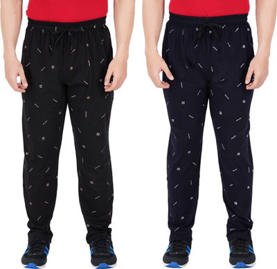 Guide Printed Men Black, Dark Blue Track Pants