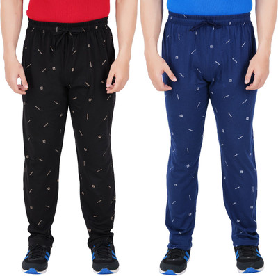 Guide Printed Men Black, Blue Track Pants