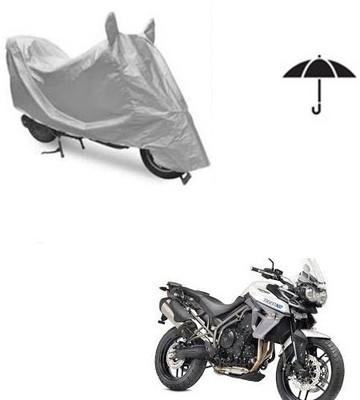 SRENTERPRISES Two Wheeler Cover for Triumph(Tiger 800 XR, Silver)