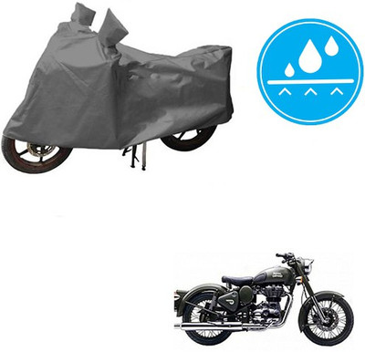HYBRIDS COLLECTION Waterproof Two Wheeler Cover for Royal Enfield(Battle Green, Grey)