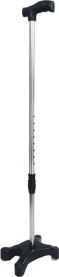 RADIANT TRADERS Quad L-Type Silver Aluminium Alloy Stick (Light Weight & Heavy Duty ) Walking Stick Walking Stick