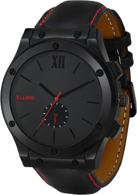 Alloro Black Dial Red Hands Men's and Boy's Watch For Men Black Leather Strap Black Dial Red Hands Men's and Boy's Watch For Men Black Leather Strap Analog Watch  - For Men