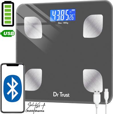 Dr. Trust (USA) Model-505 Bluetooth Digital Smart Fitness Body Fat Composition Analyzer BMI Weight Machine For Human USB Electronic Rechargeable Weighing Scale