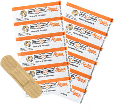 Medigrip Stretch First Aid Dressing Fabric (Pack of 100) Strong Adhesion Flexible Adhesive Band Aid(Set of 100)