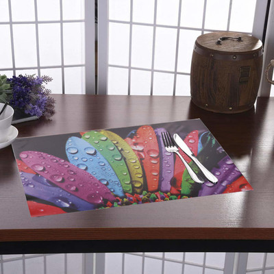MONKDECOR Rectangular Pack of 6 Table Placemat(Multicolor, PVC)