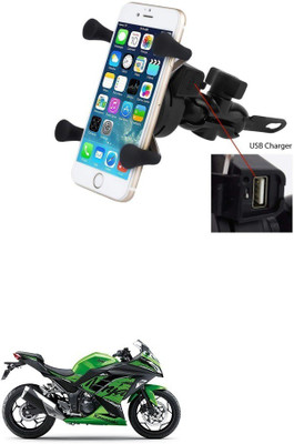 Qiisx X-Grip Mobile Phone Holder with USB Charger Bike Mobile Holder Bike Mobile Holder(Black)