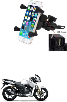 Qiisx X-Grip Mobile Phone Holder with USB Charger Bike Mobile Holder Bike Mobile Holder(Black)