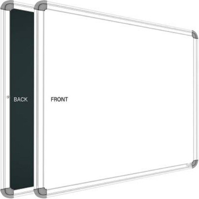 JS MART Reversible Wooden non magnetic whiteboard Chalkboard 2x1.5 feet Whiteboards and Duster Combos(White, Green)